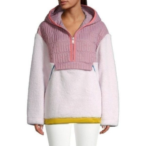 UGG Iggy Sherpa Half-Zip Pullover in Pink Salt - Large NWT - Picture 2 of 12